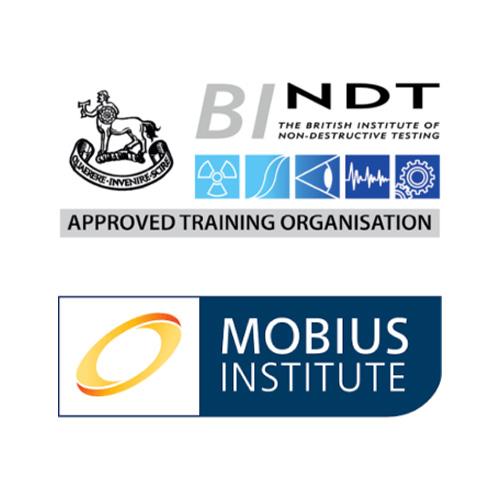 An image displaying accreditation logos for BINDT and MOBIUS.